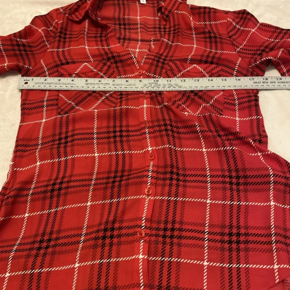 Express Red Plaid Button Down Shirt
